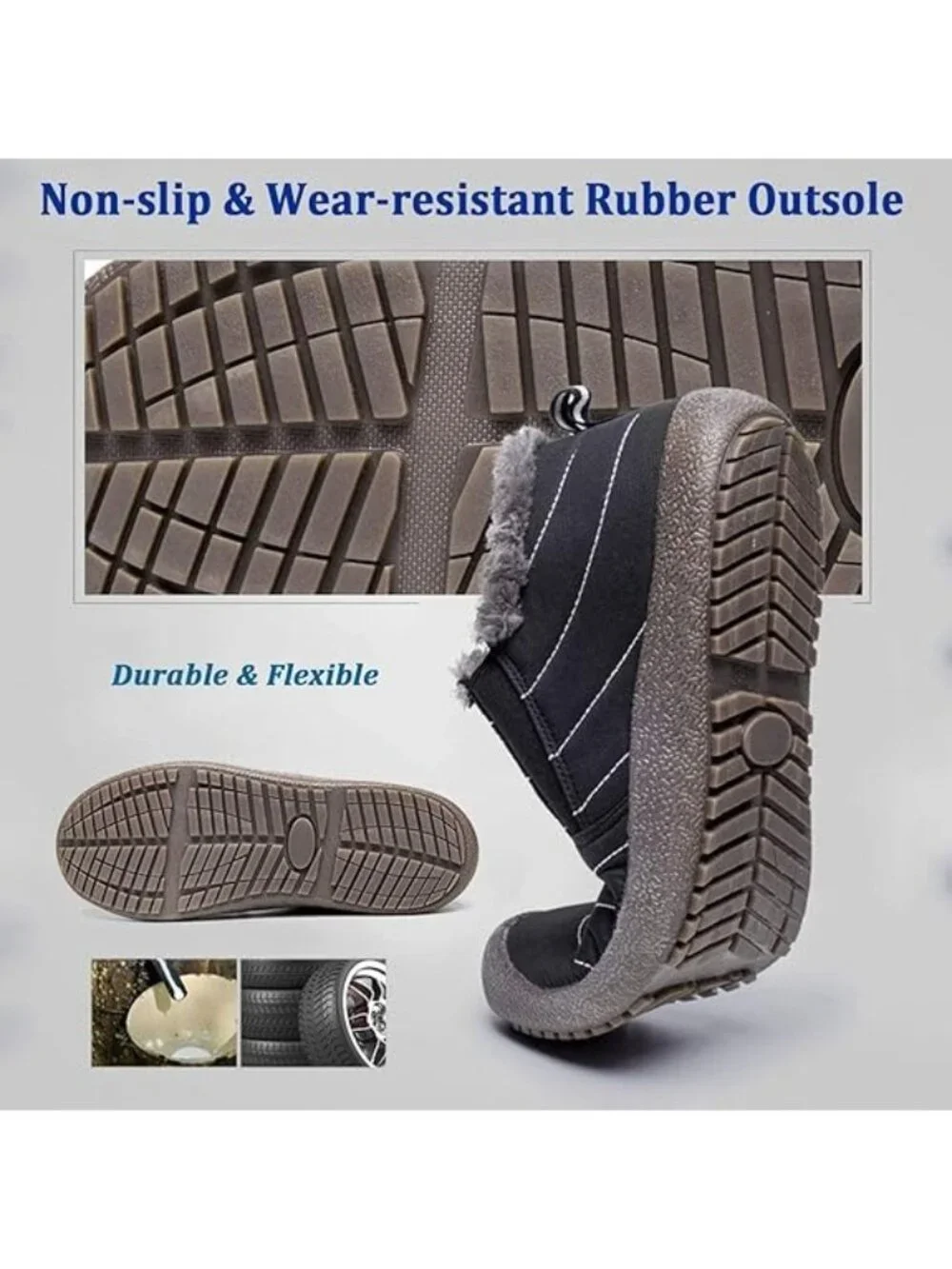 Eagsouni Mens Size 13 Boots Winter Warm Waterproof Non-Slip Outdoor Black Shoes